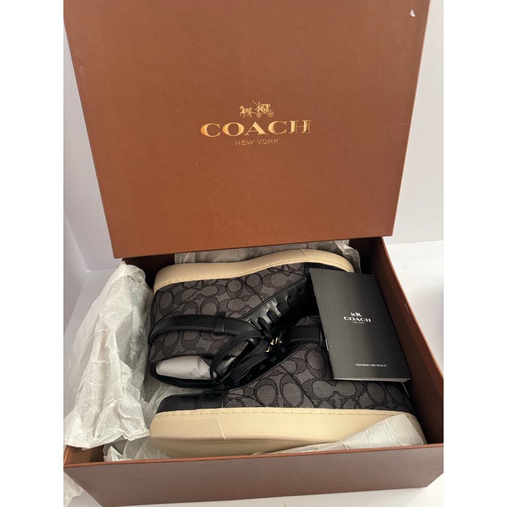Coach Ray Outline High Top Sneakers style in black smoke #Q7838 - Picture 11 of 13